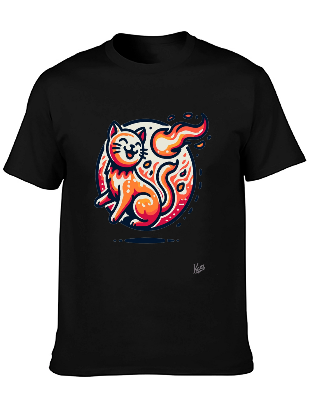 Fiery Cat Graphic Tee - Black