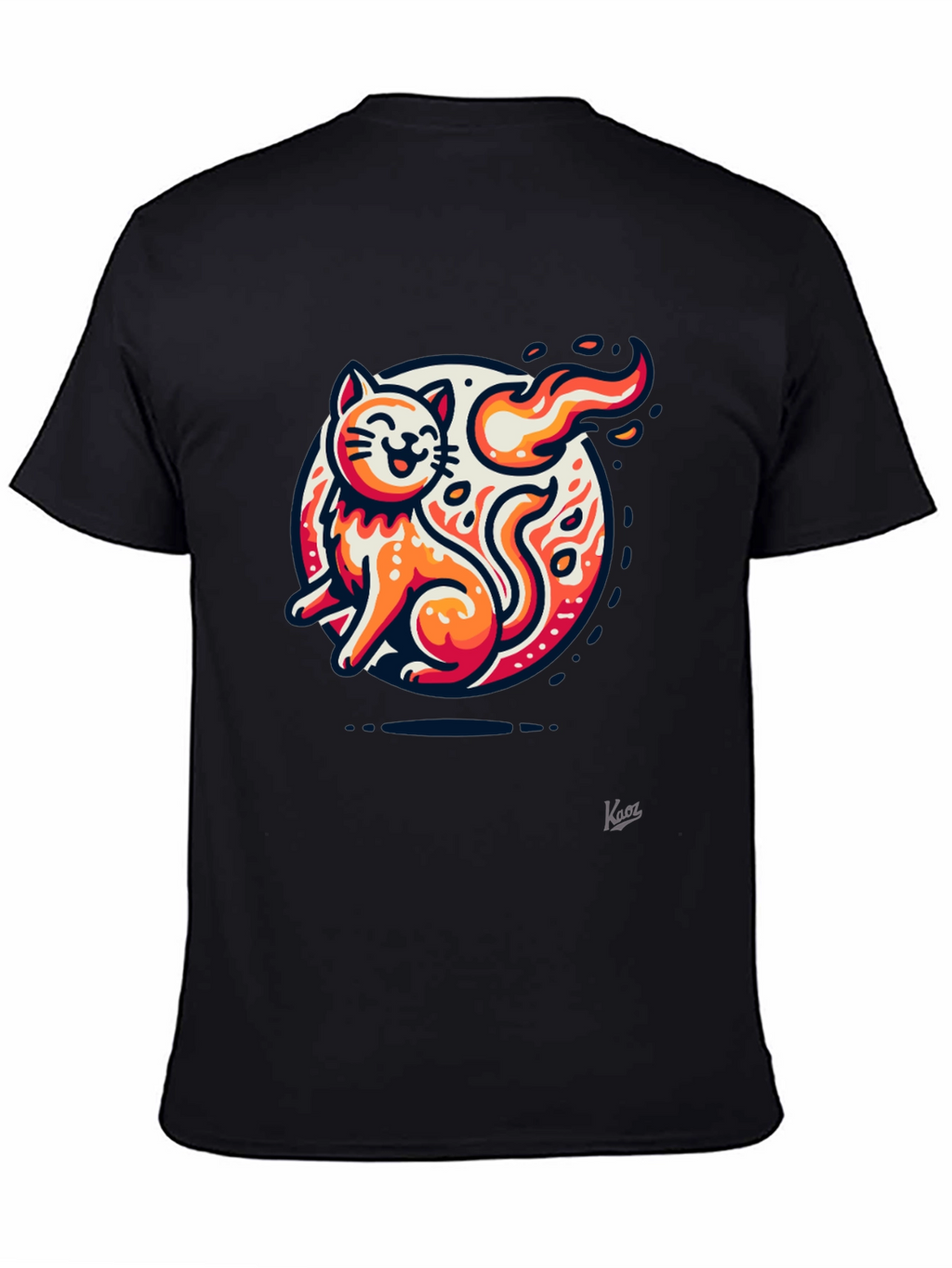 Fiery Cat Graphic Tee - Black