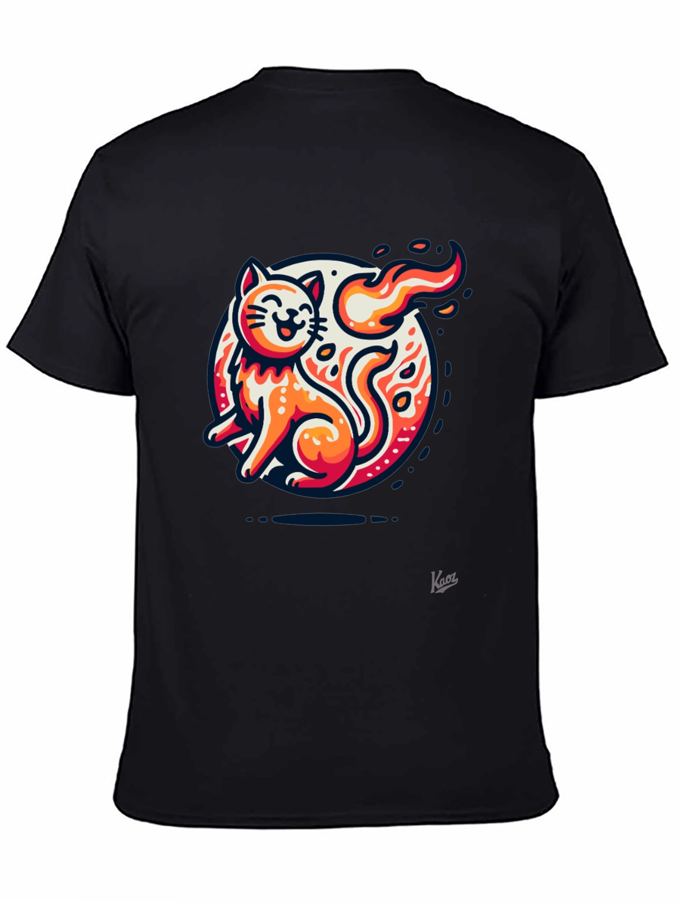 Fiery Cat Graphic Tee - Black
