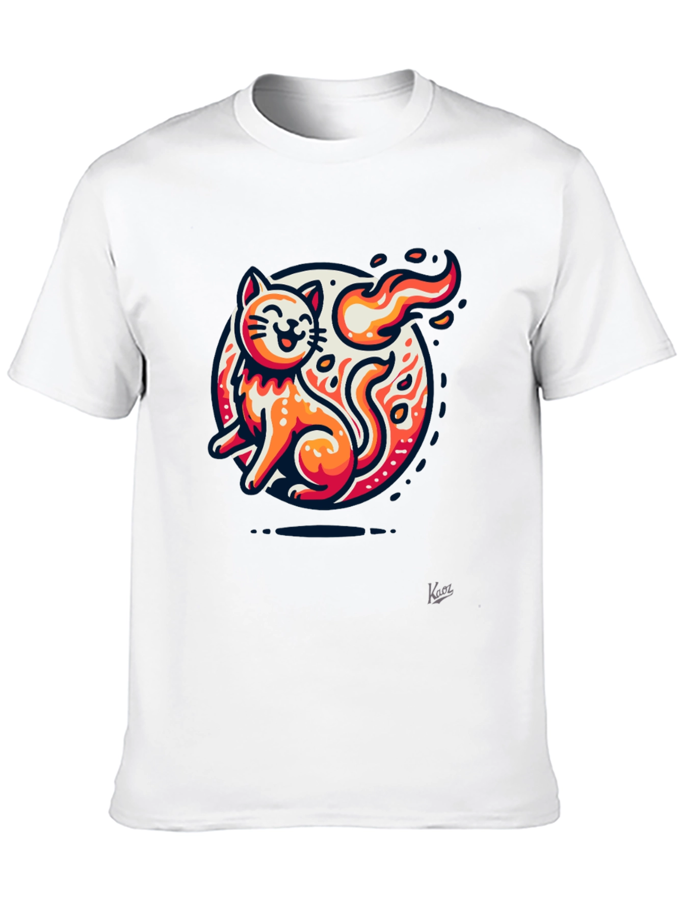 Fiery Cat Graphic Tee - Black