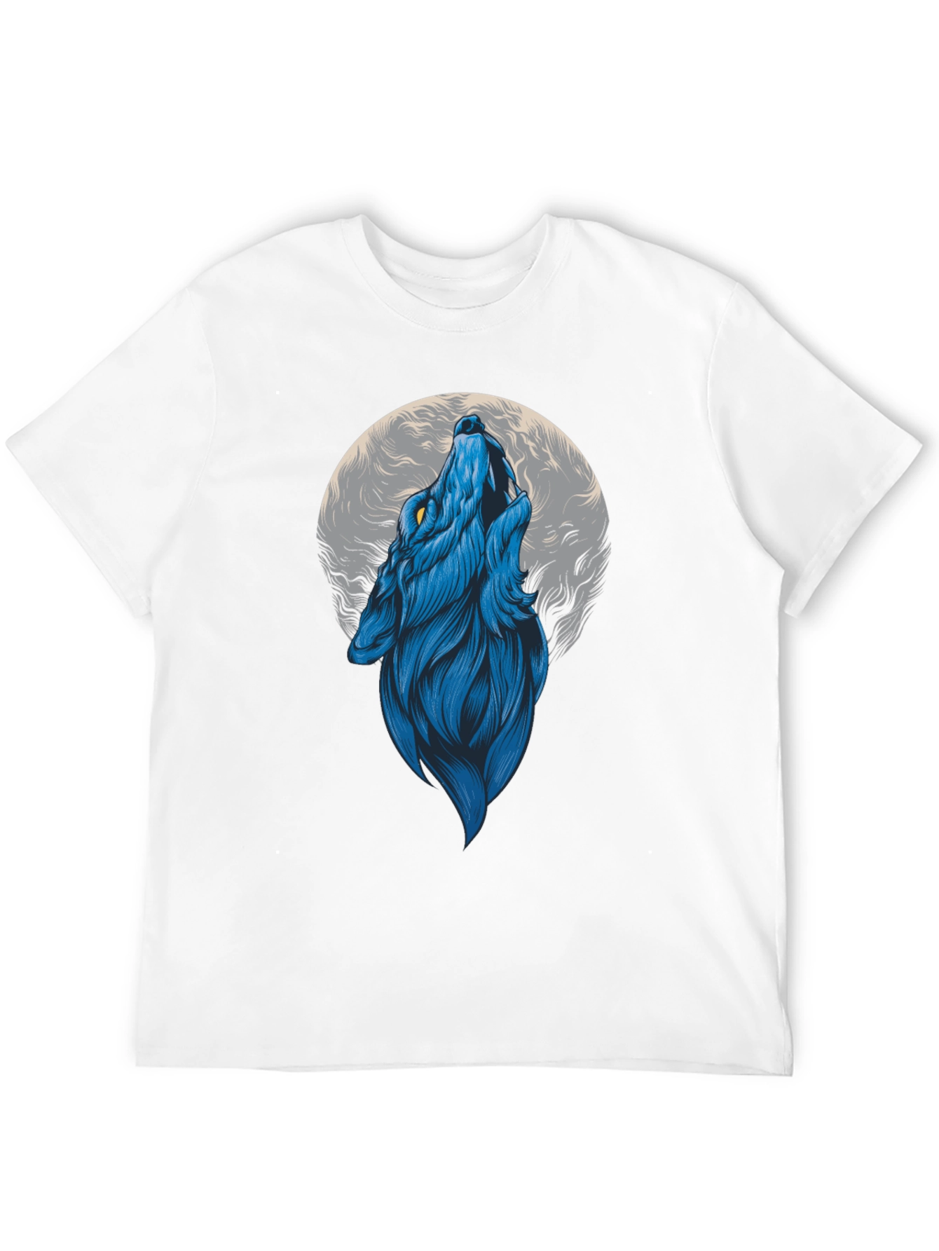 Blue Wolf Howling at Moon Graphic Tee