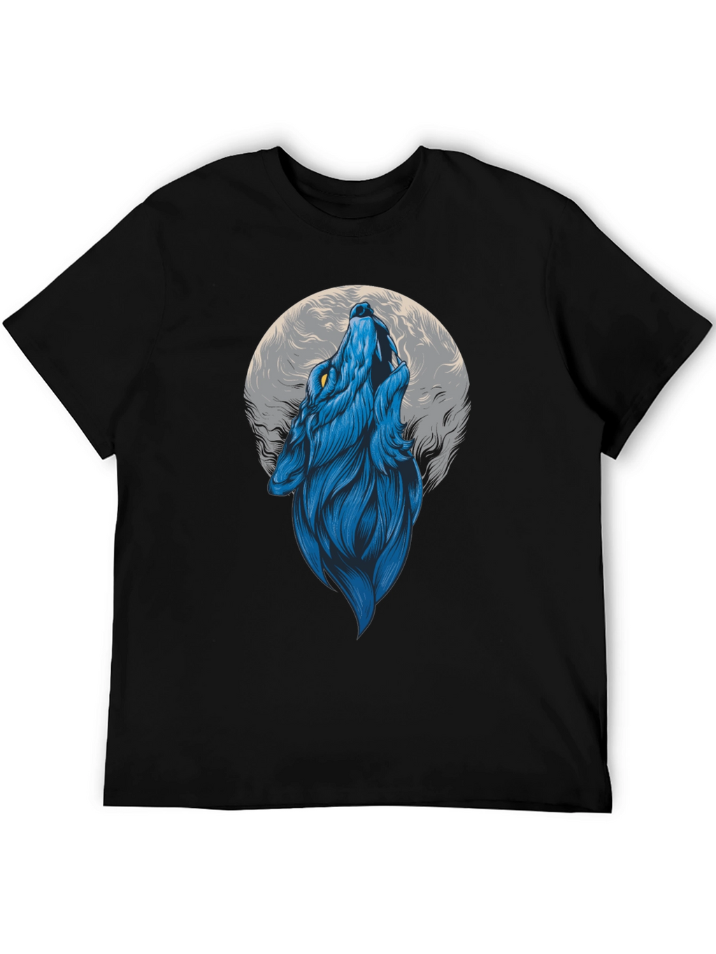 Blue Wolf Howling at Moon Graphic Tee