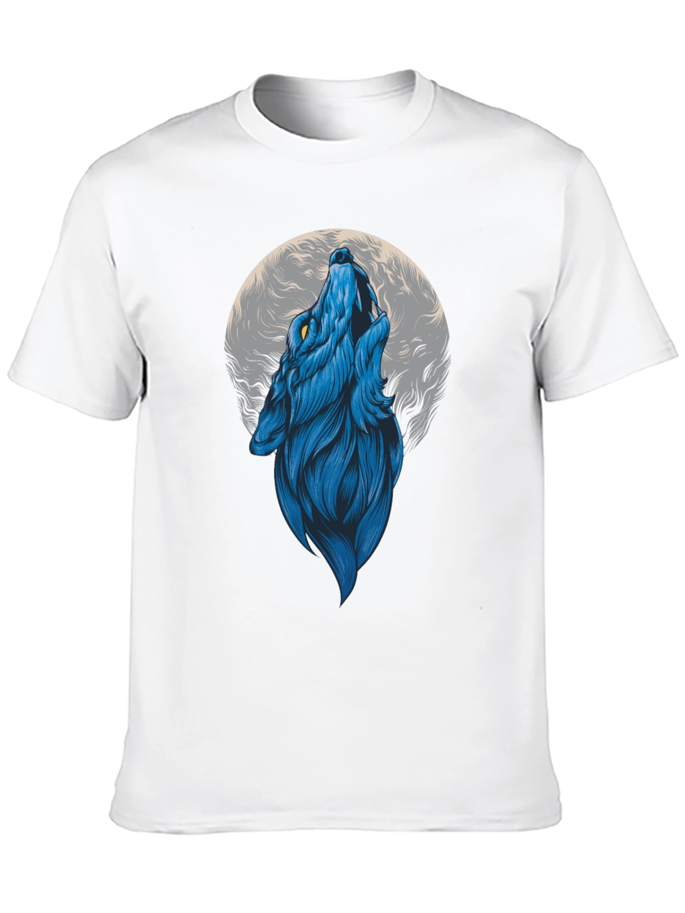 Blue Wolf Howling at Moon Graphic Tee