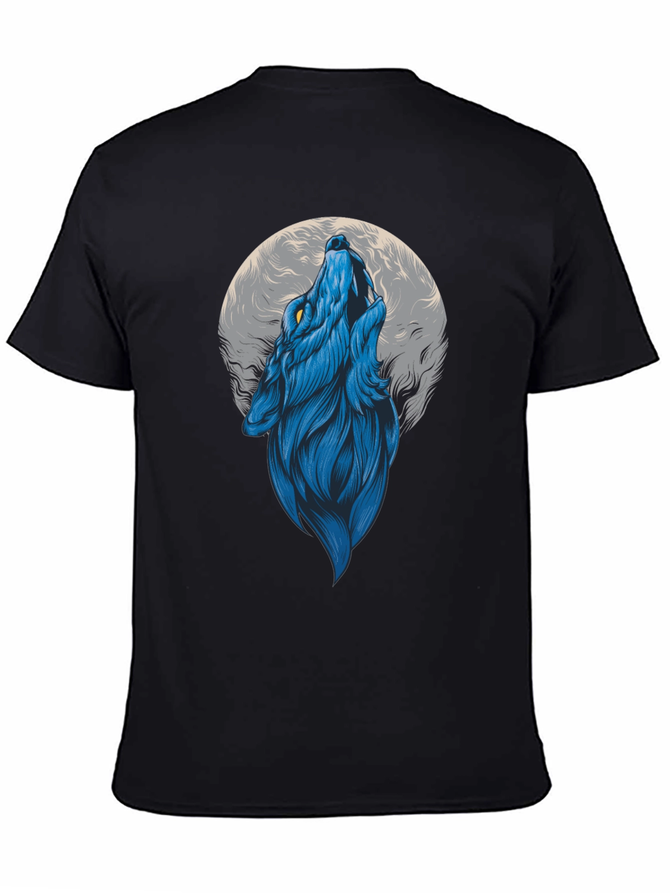 Blue Wolf Howling at Moon Graphic Tee
