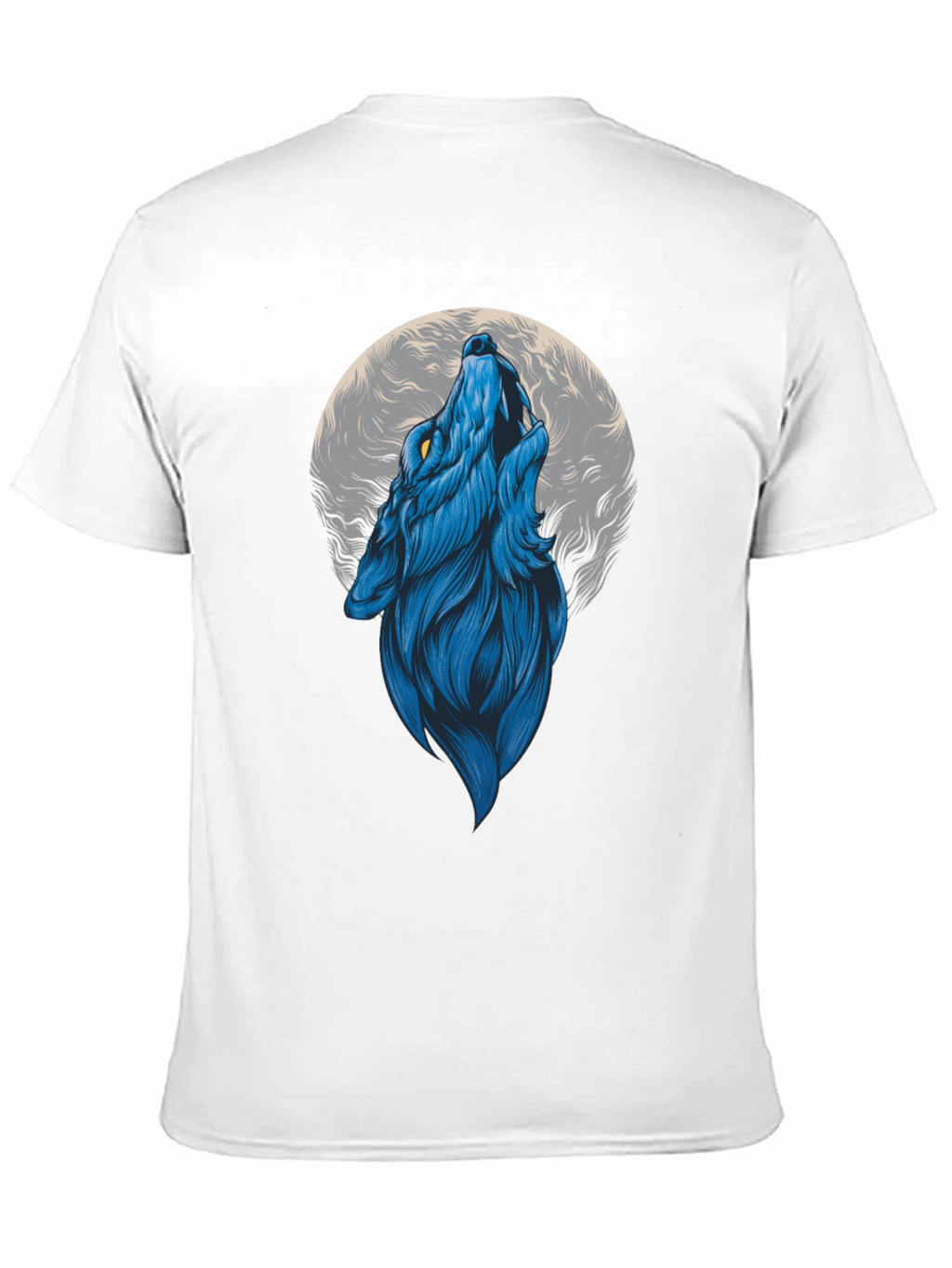 Blue Wolf Howling at Moon Graphic Tee