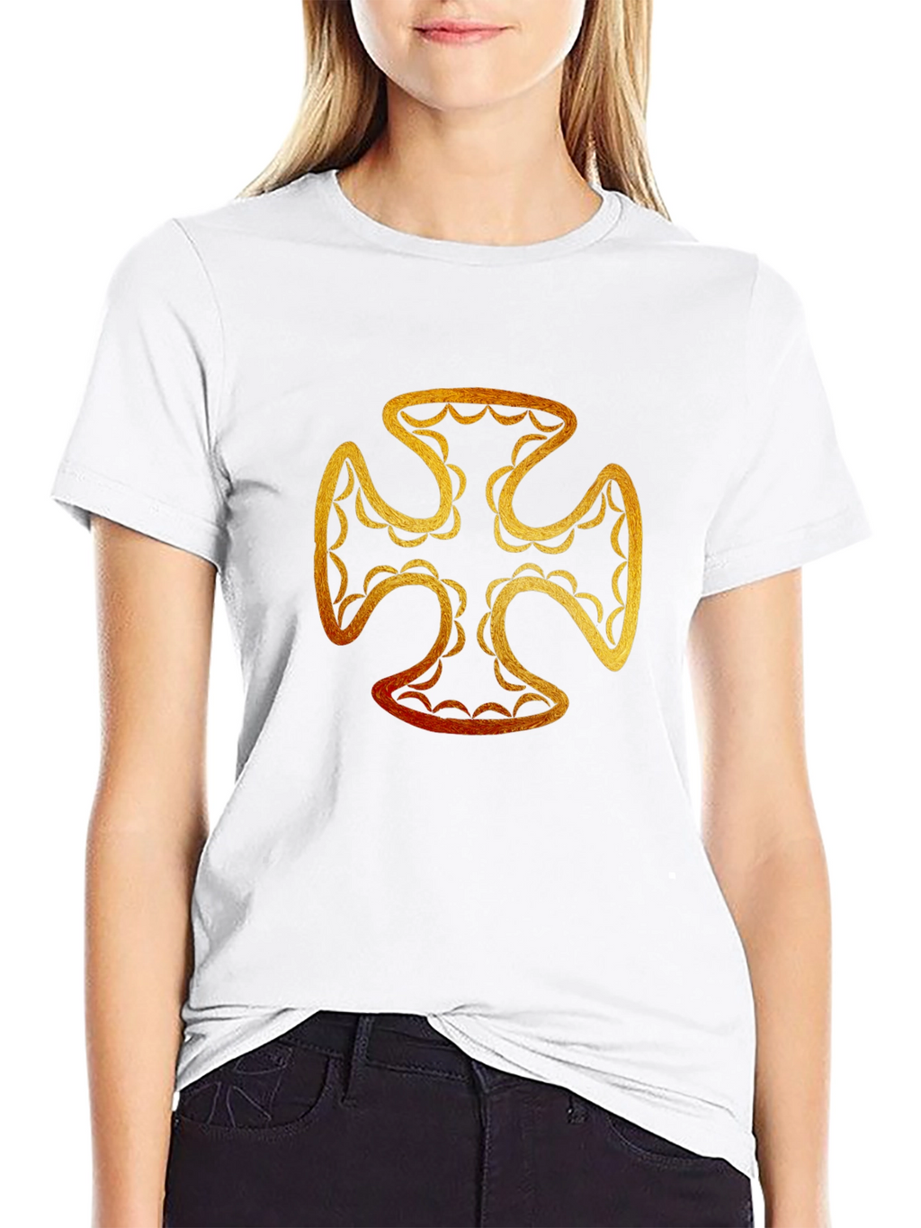 Golden Cross Graphic T-Shirt - Black