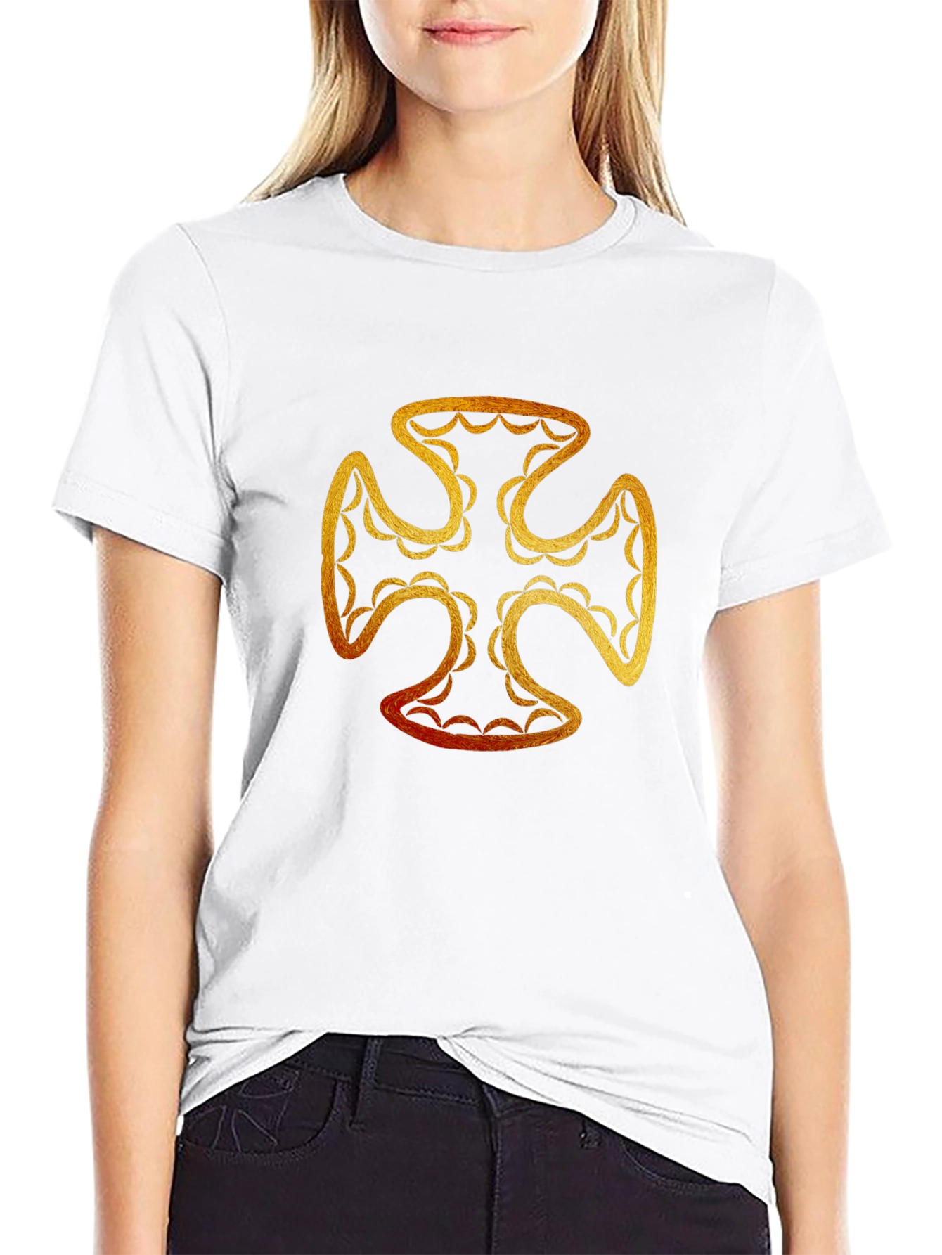 Golden Cross Graphic T-Shirt - Black