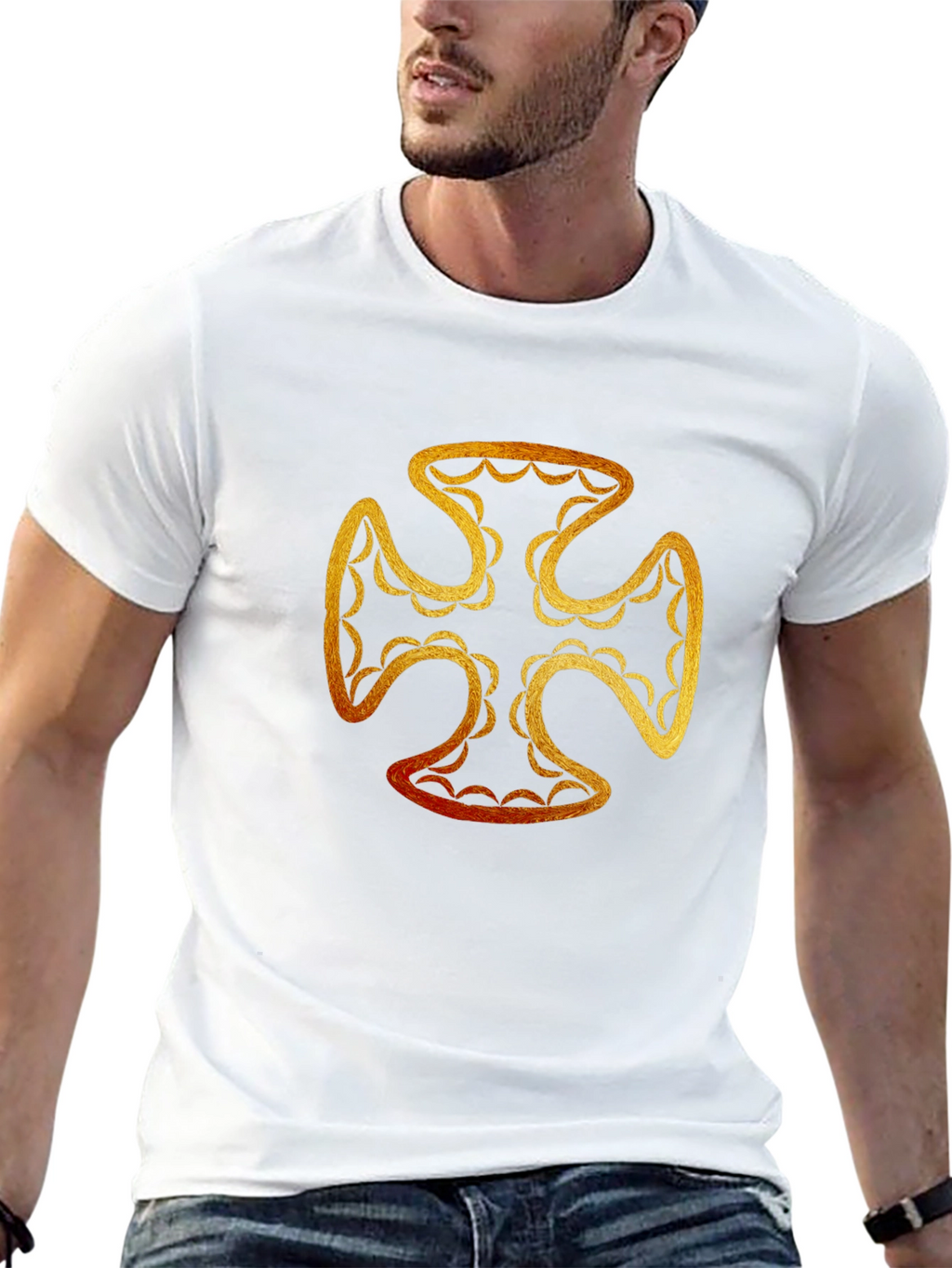 Golden Cross Graphic T-Shirt - Black