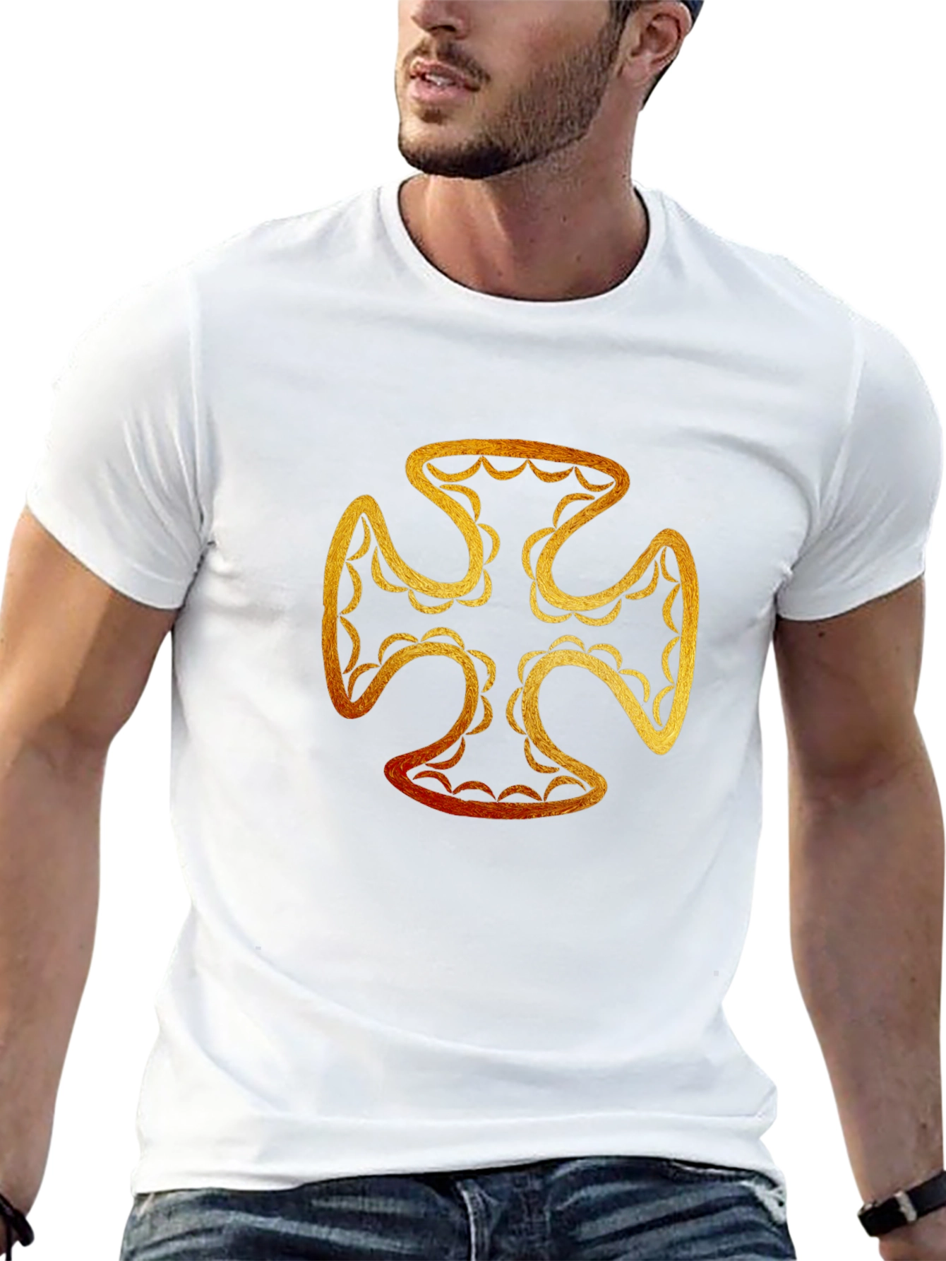 Golden Cross Graphic T-Shirt - Black