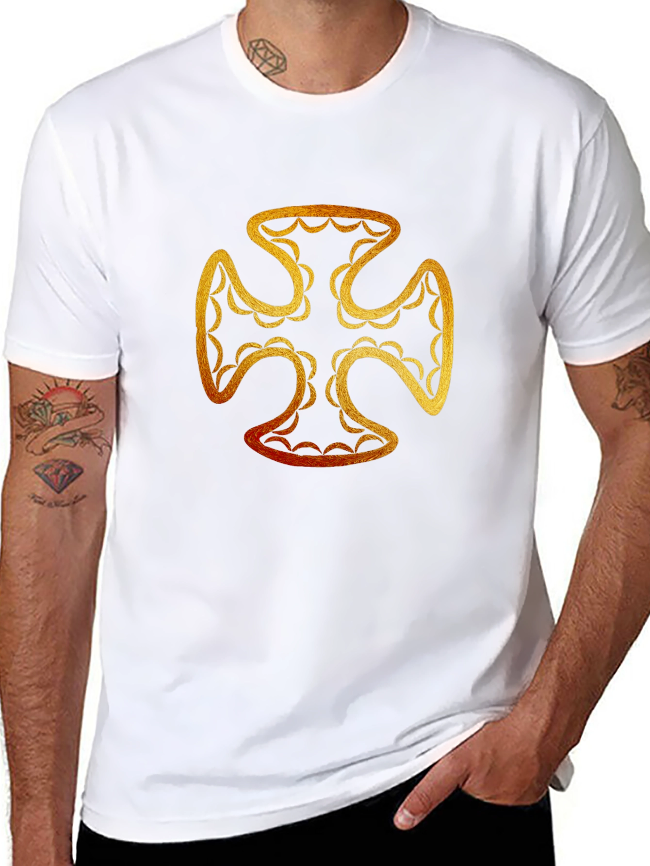 Golden Cross Graphic T-Shirt - Black