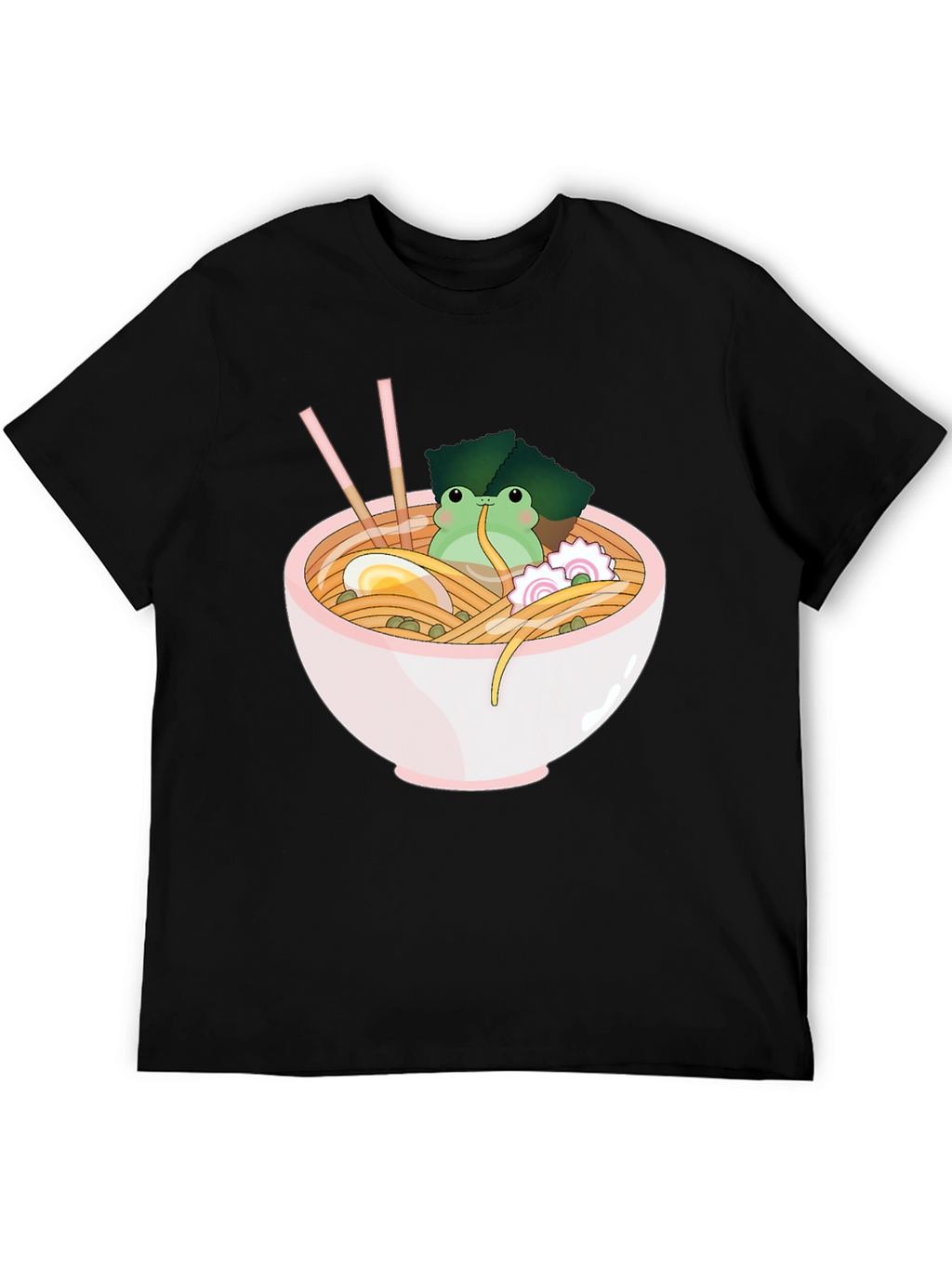 Frog Ramen Bowl Graphic T-Shirt - Cute Noodles