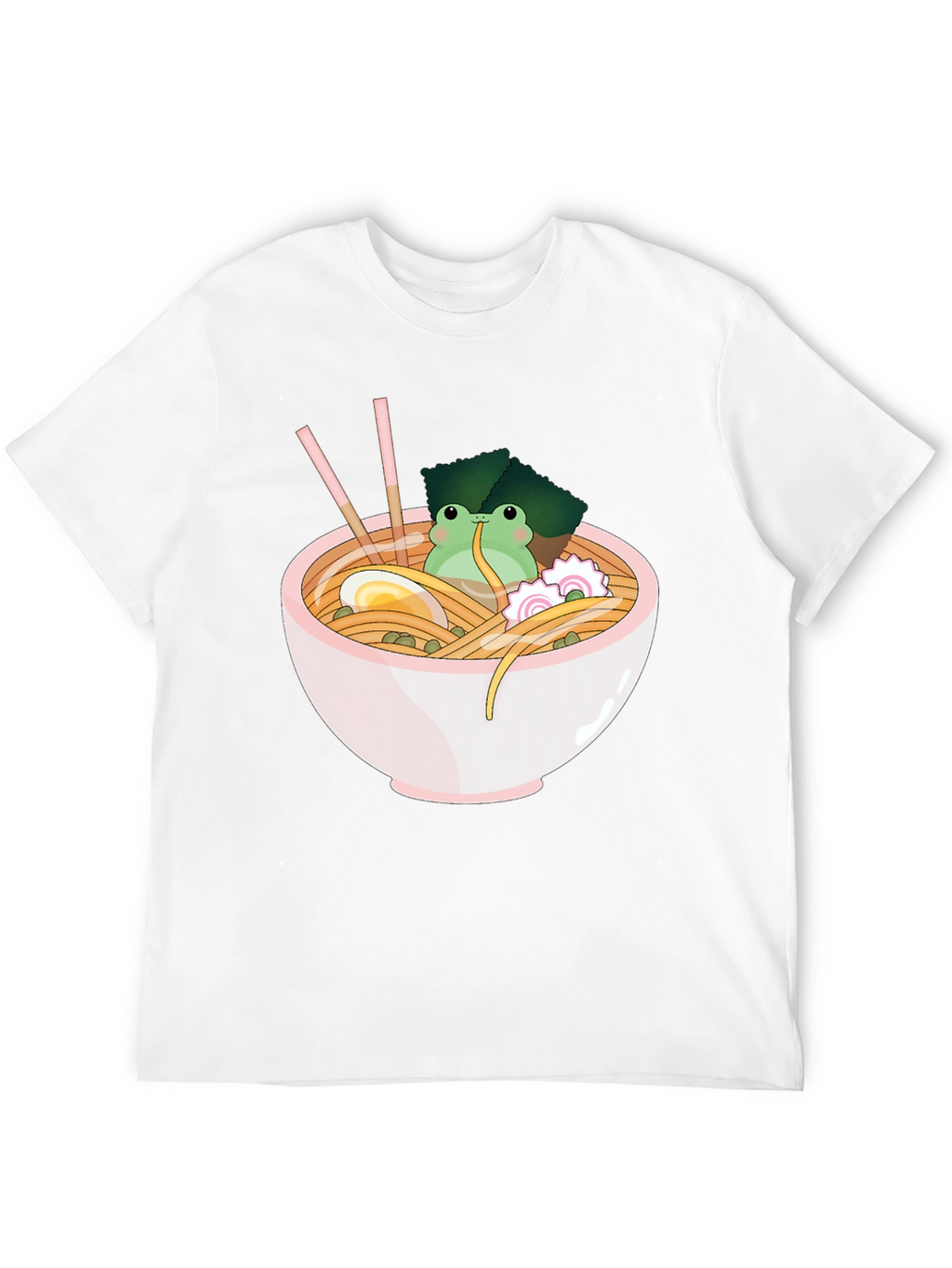 Frog Ramen Bowl Graphic T-Shirt - Cute Noodles