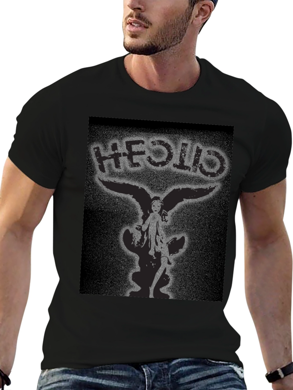 HEOLID Angel Wing Graphic Black T-Shirt