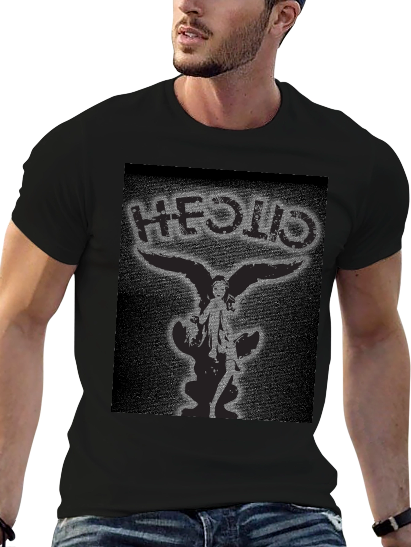 HEOLID Angel Wing Graphic Black T-Shirt