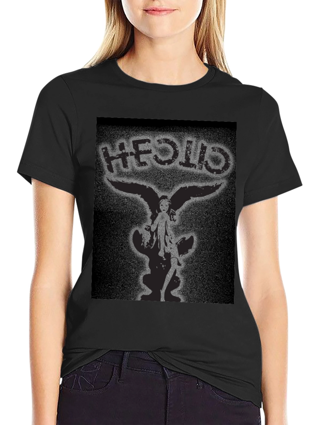 HEOLID Angel Wing Graphic Black T-Shirt