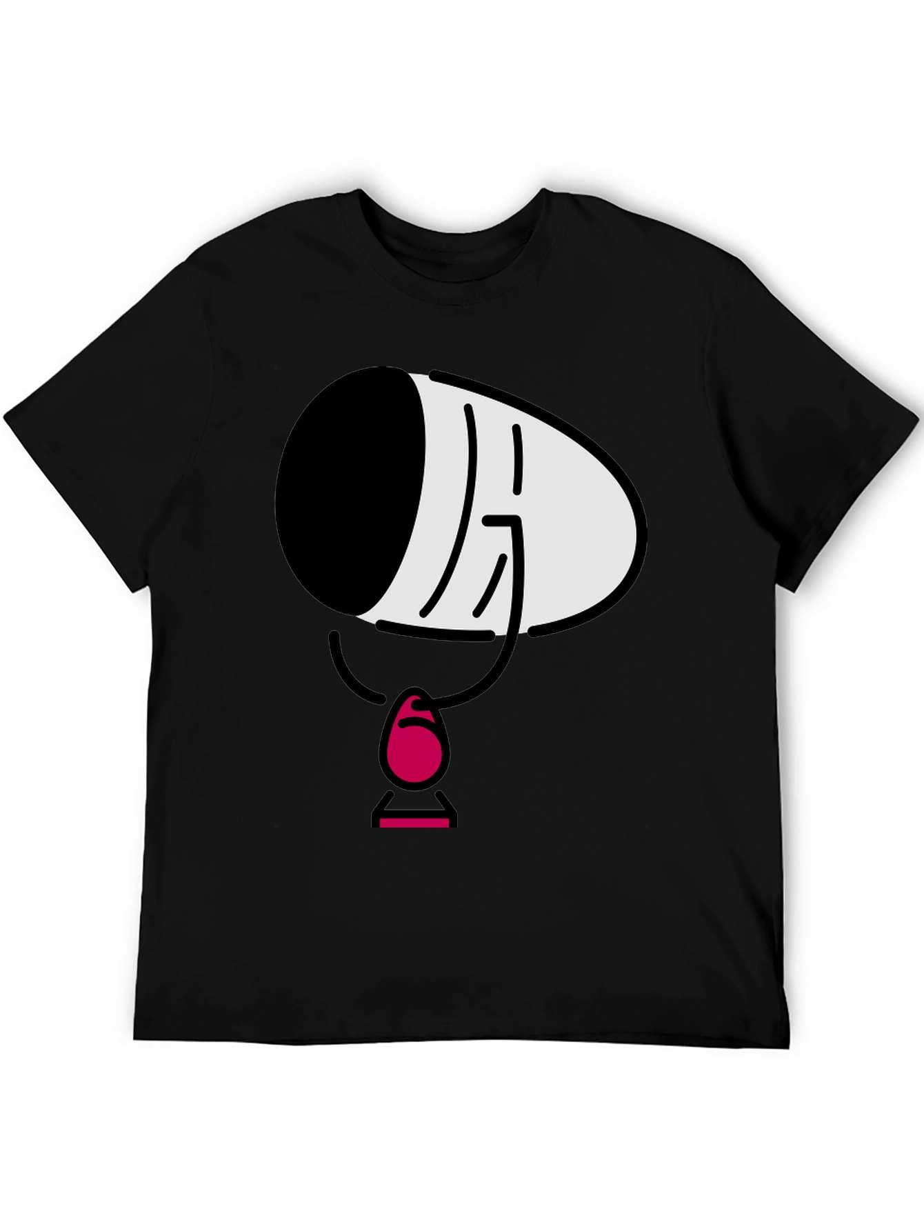 Mens Black Cartoon Face T-Shirt