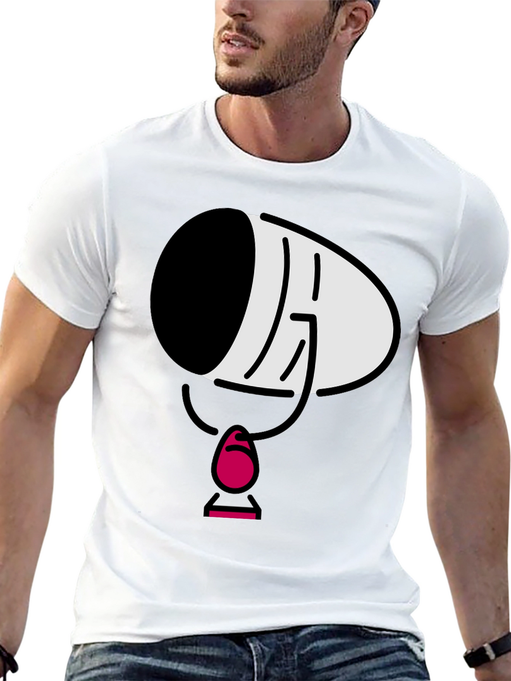 Mens Black Cartoon Face T-Shirt