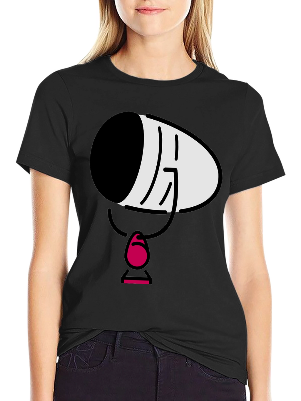 Mens Black Cartoon Face T-Shirt