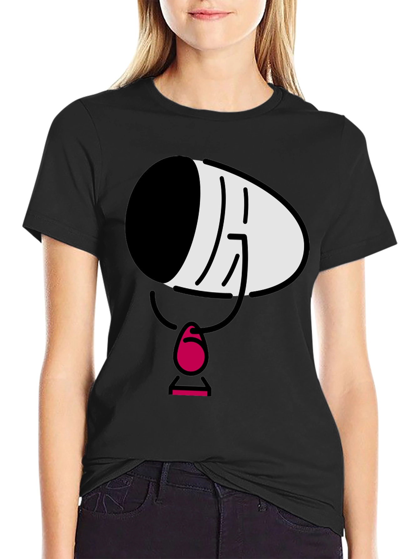 Mens Black Cartoon Face T-Shirt