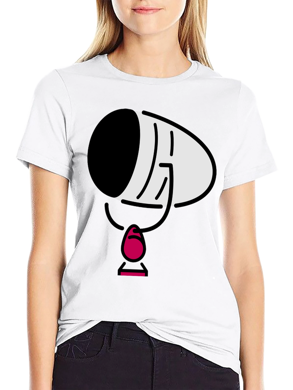 Mens Black Cartoon Face T-Shirt