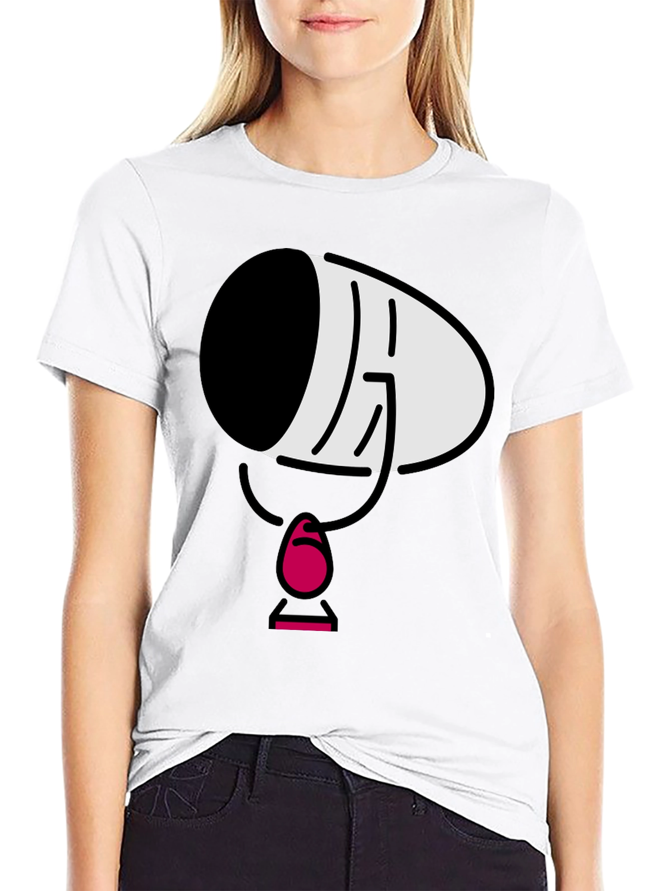 Mens Black Cartoon Face T-Shirt