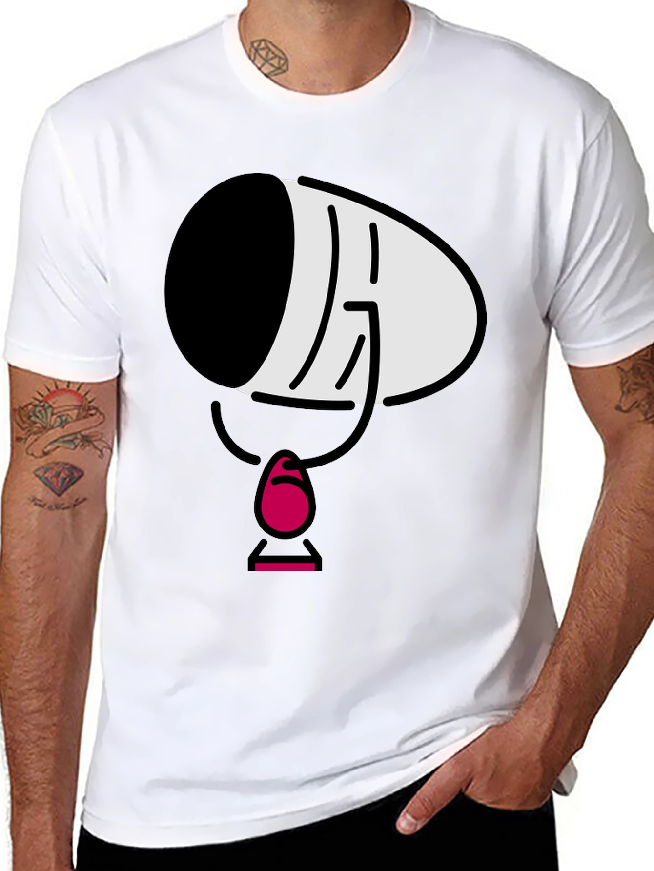 Mens Black Cartoon Face T-Shirt