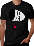 Mens Black Cartoon Face T-Shirt