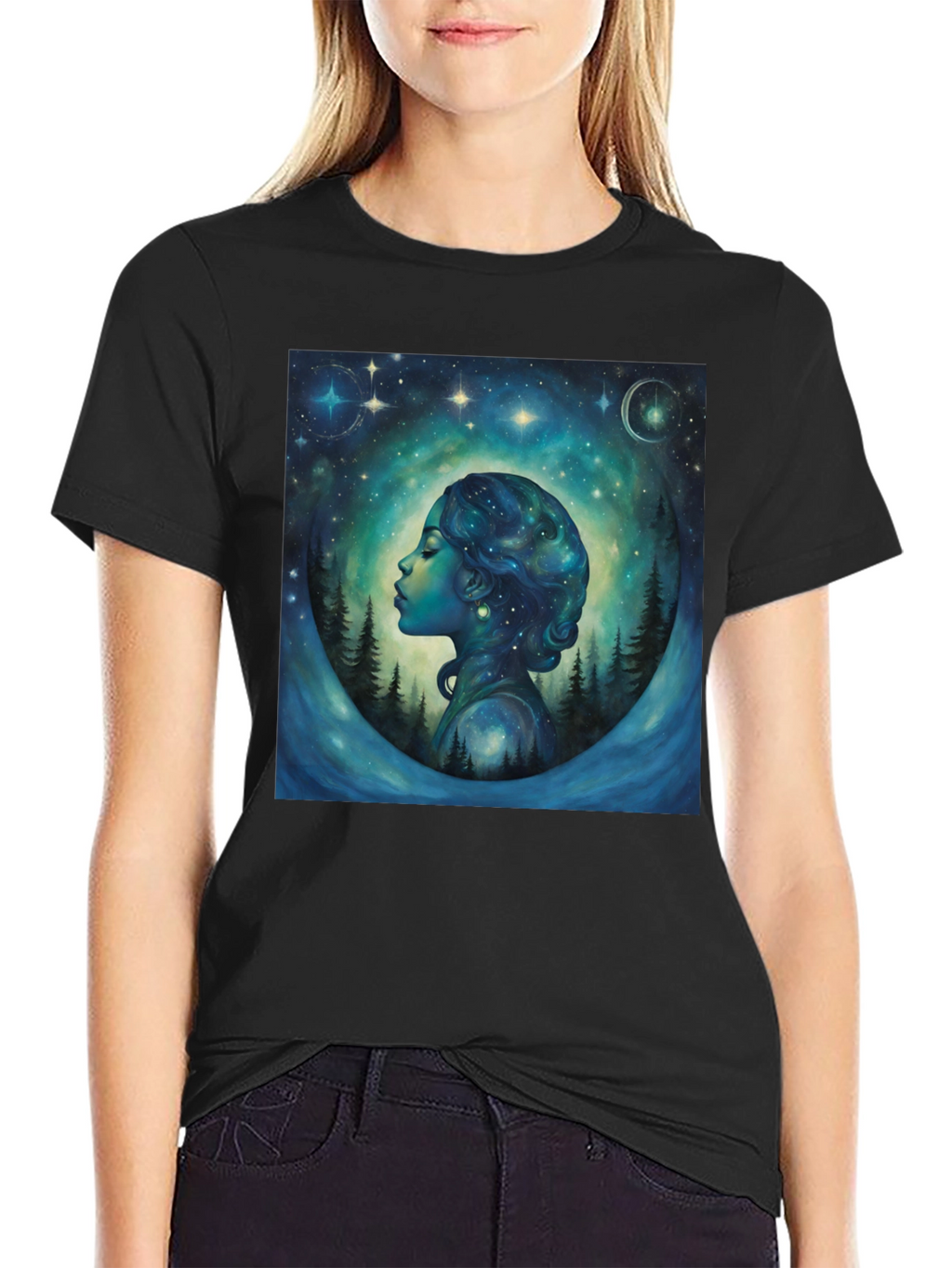 Celestial Dreamscape T-Shirt - Black