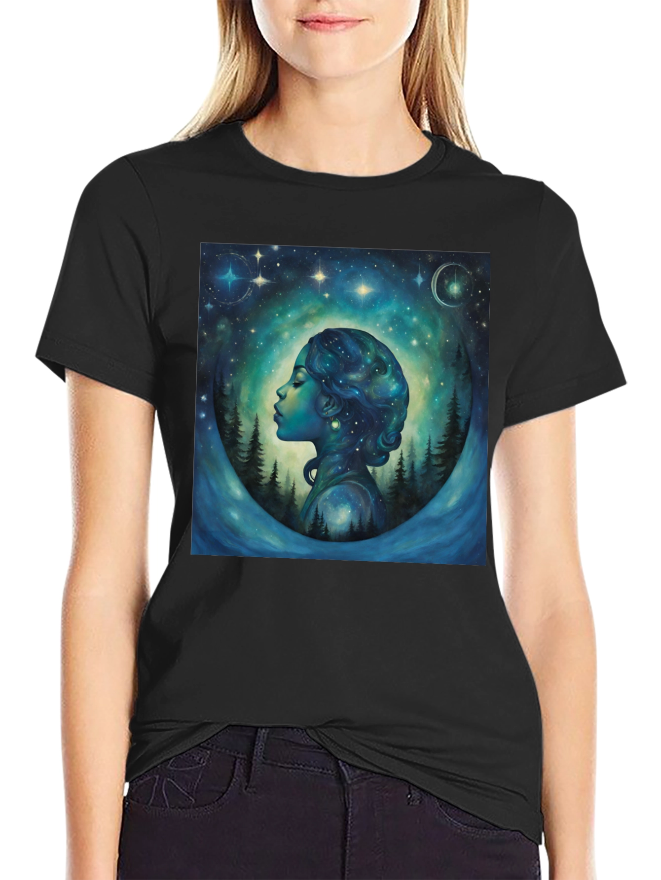 Celestial Dreamscape T-Shirt - Black