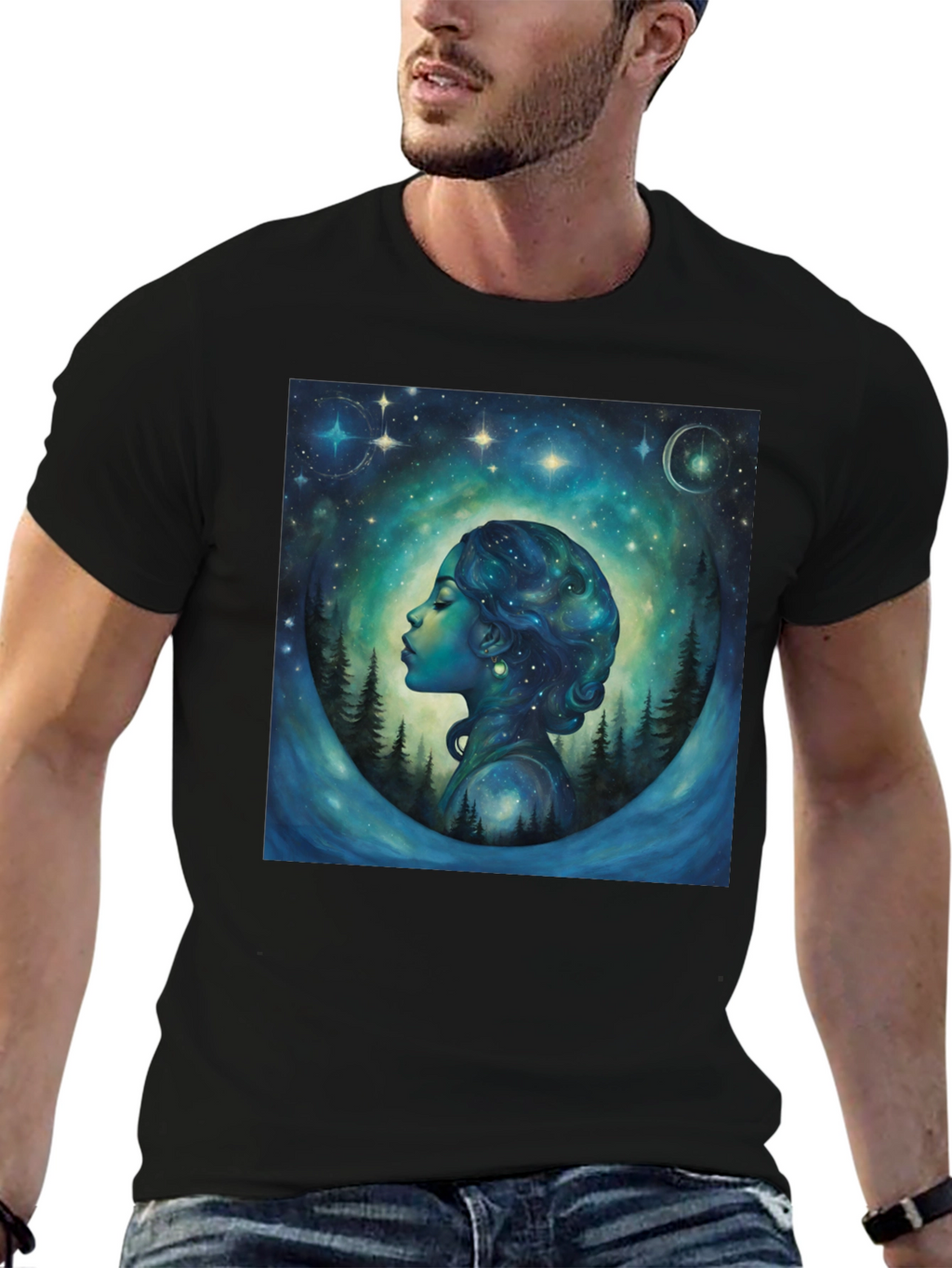 Celestial Dreamscape T-Shirt - Black