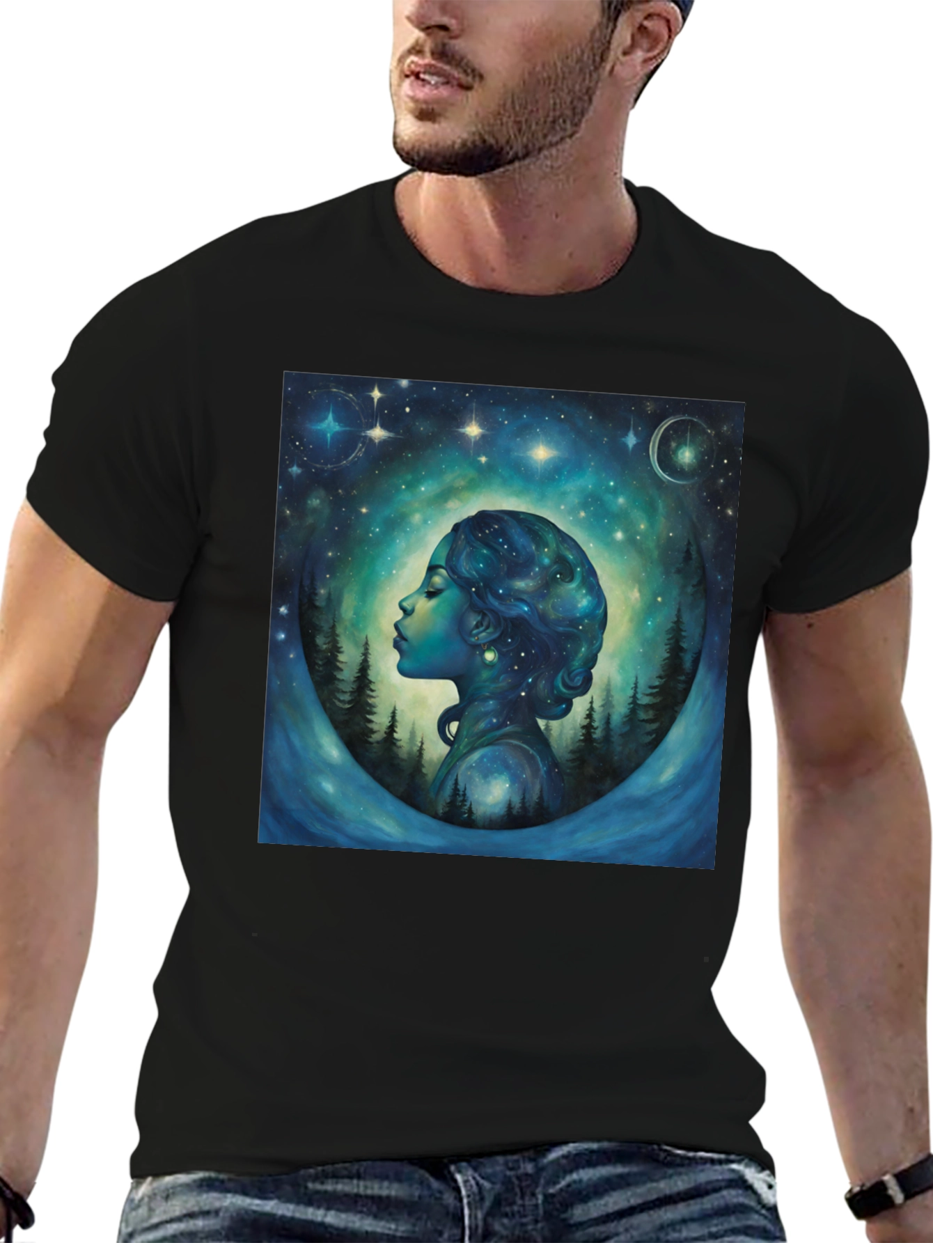 Celestial Dreamscape T-Shirt - Black