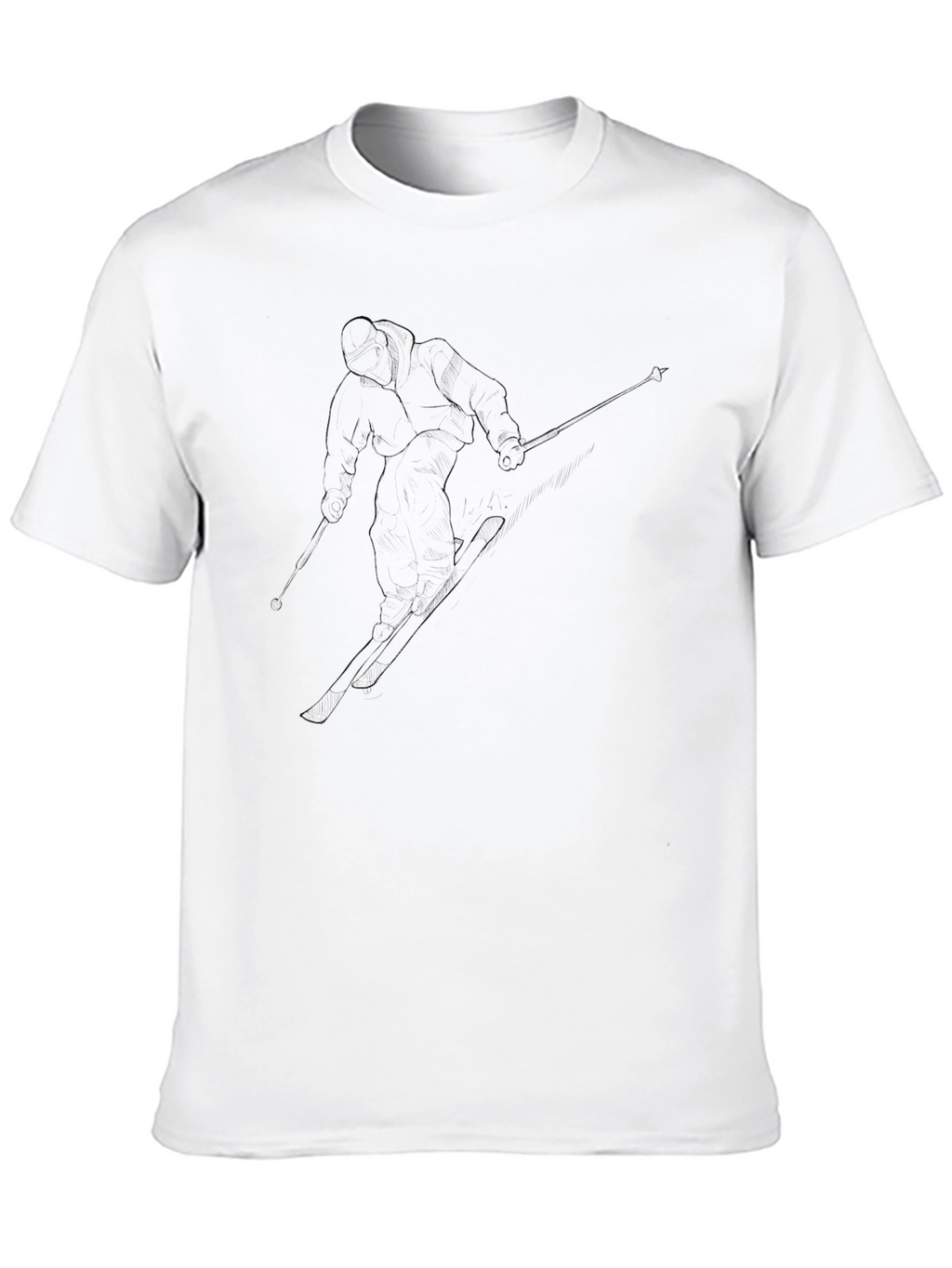 Black Skiing Outline T-Shirt