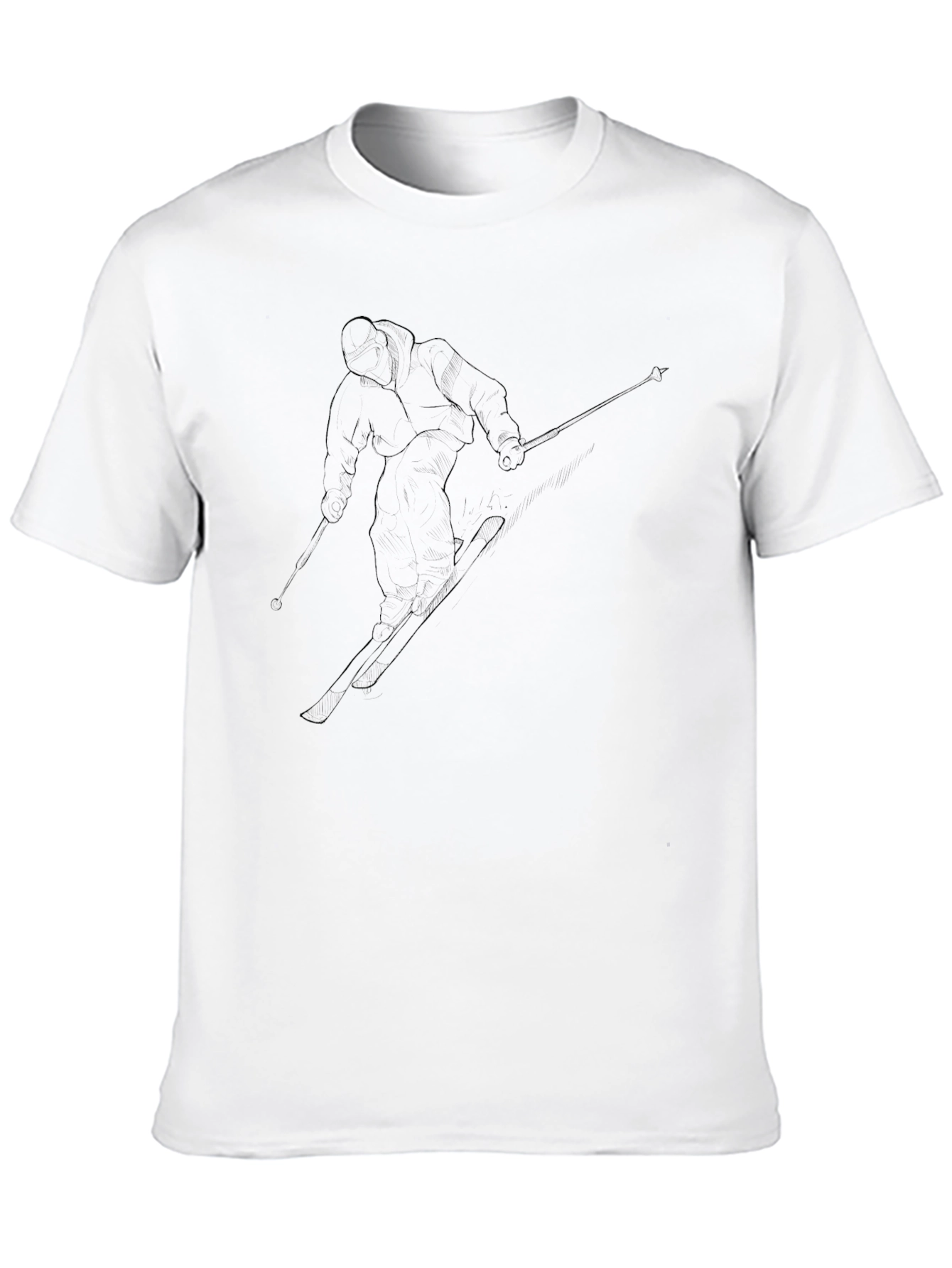 Black Skiing Outline T-Shirt