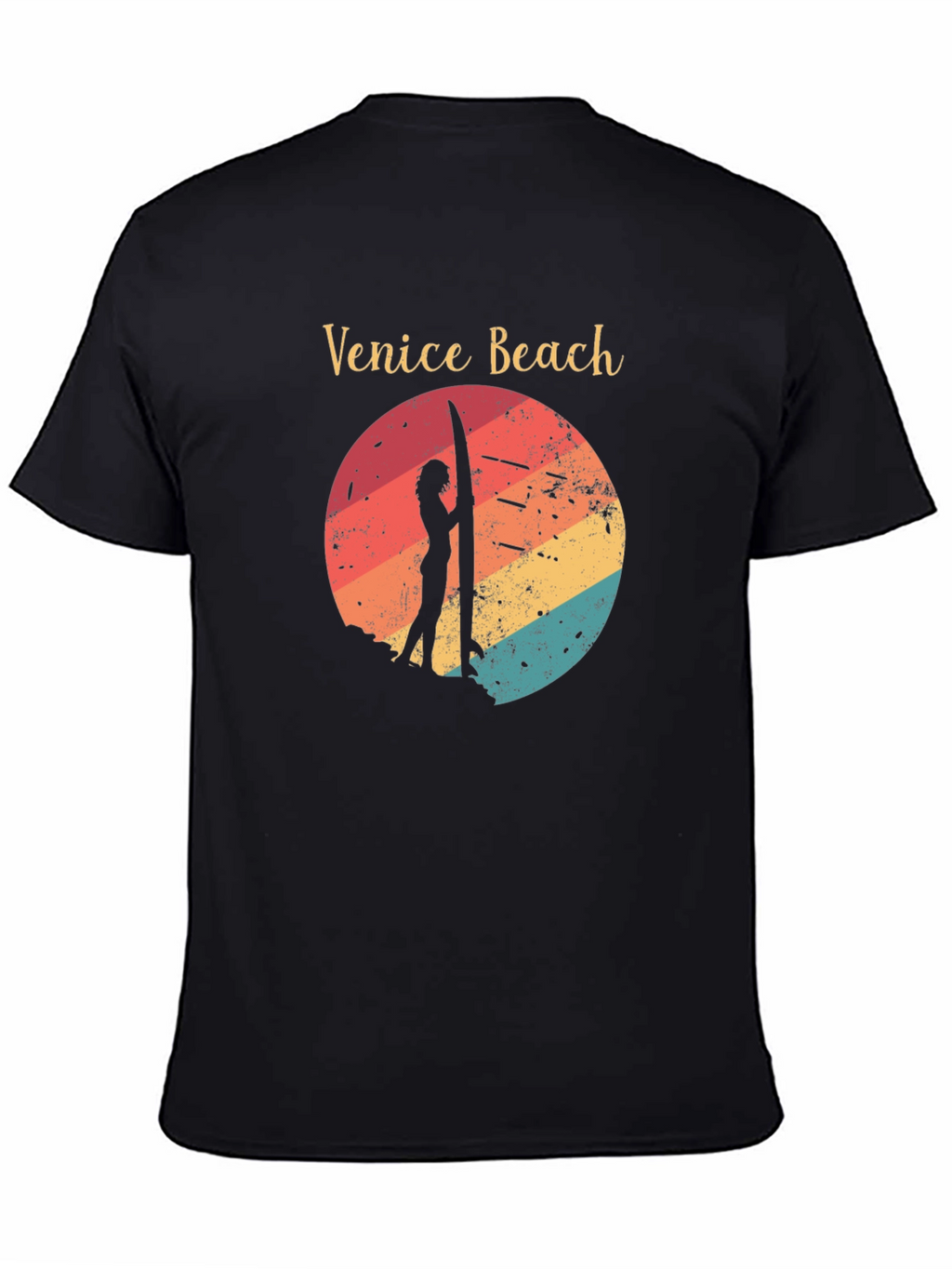 Venice Beach Retro Surf T-Shirt - Black