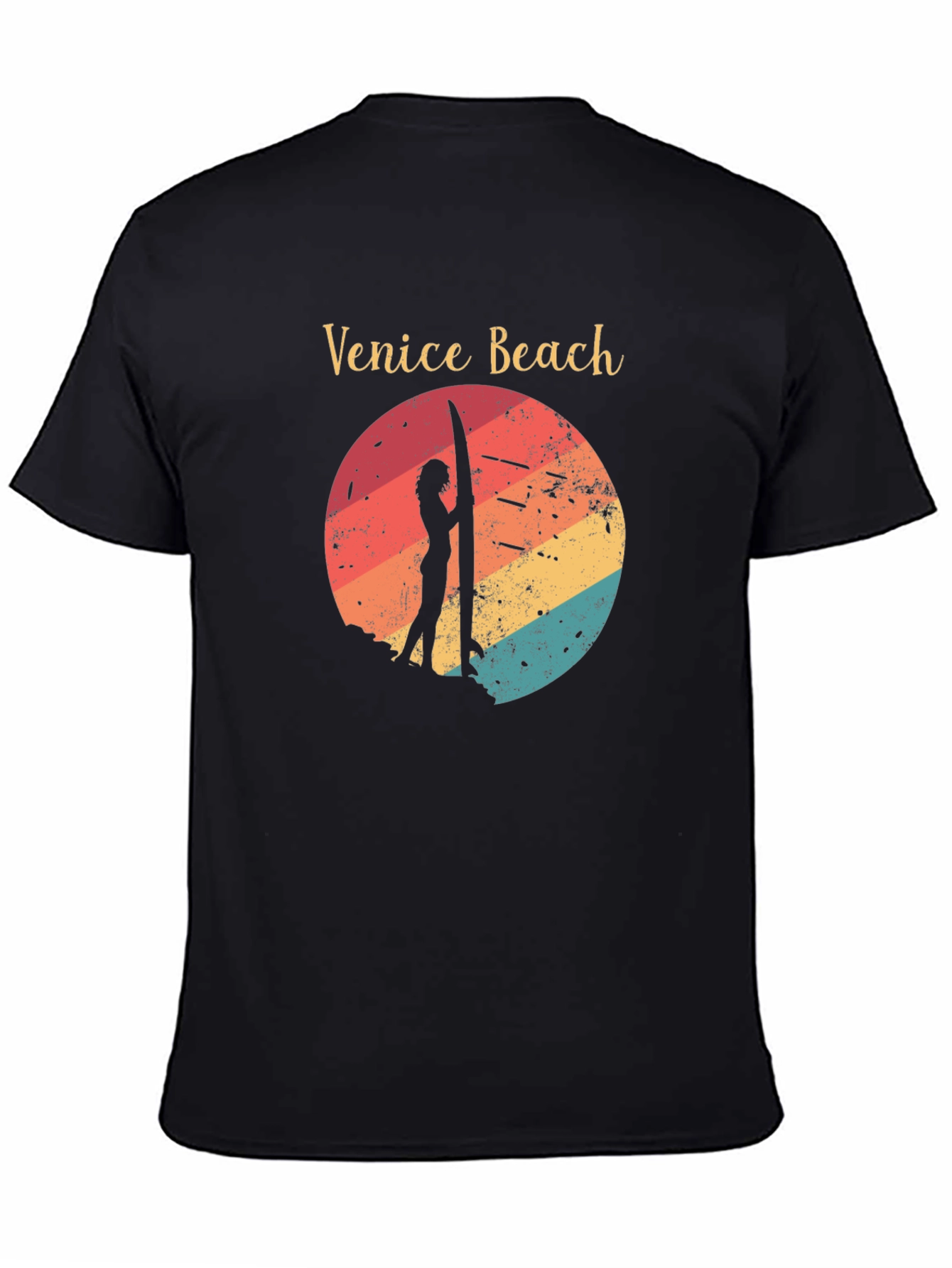 Venice Beach Retro Surf T-Shirt - Black