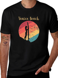 Venice Beach Retro Surf T-Shirt - Black