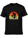 Retro Cyclist T-Shirt - Sunset Ride Design
