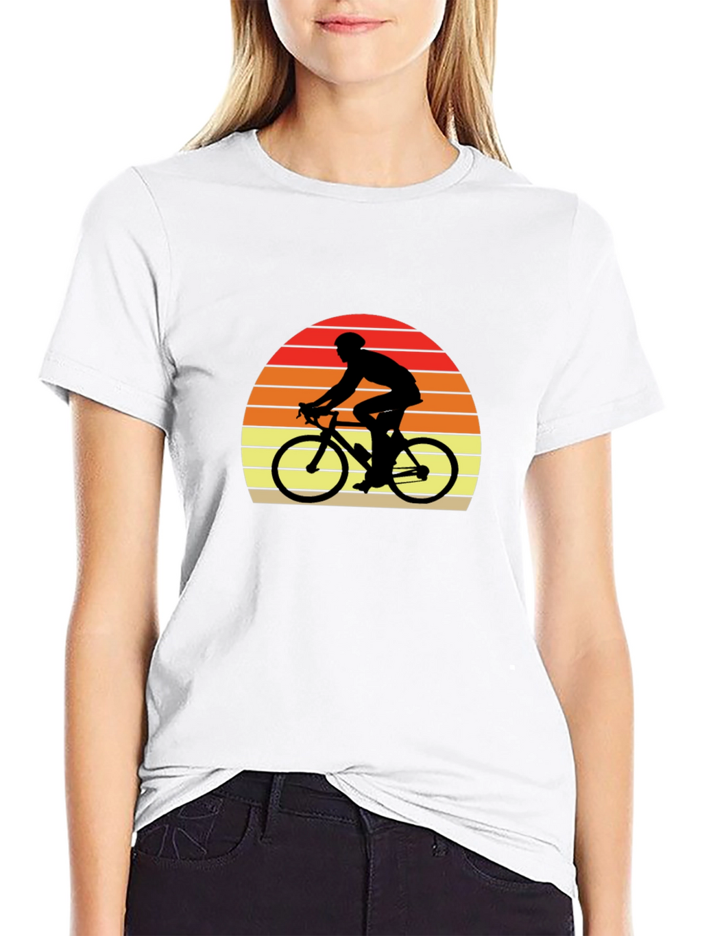 Retro Cyclist T-Shirt - Sunset Ride Design