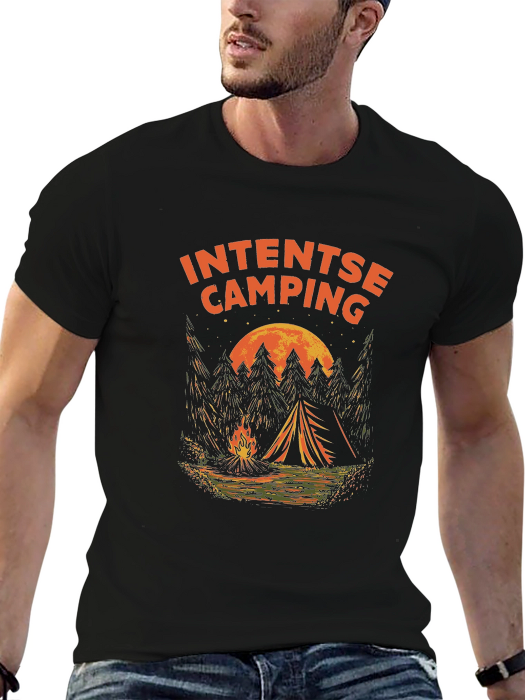 Intense Camping Graphic T-Shirt - Black