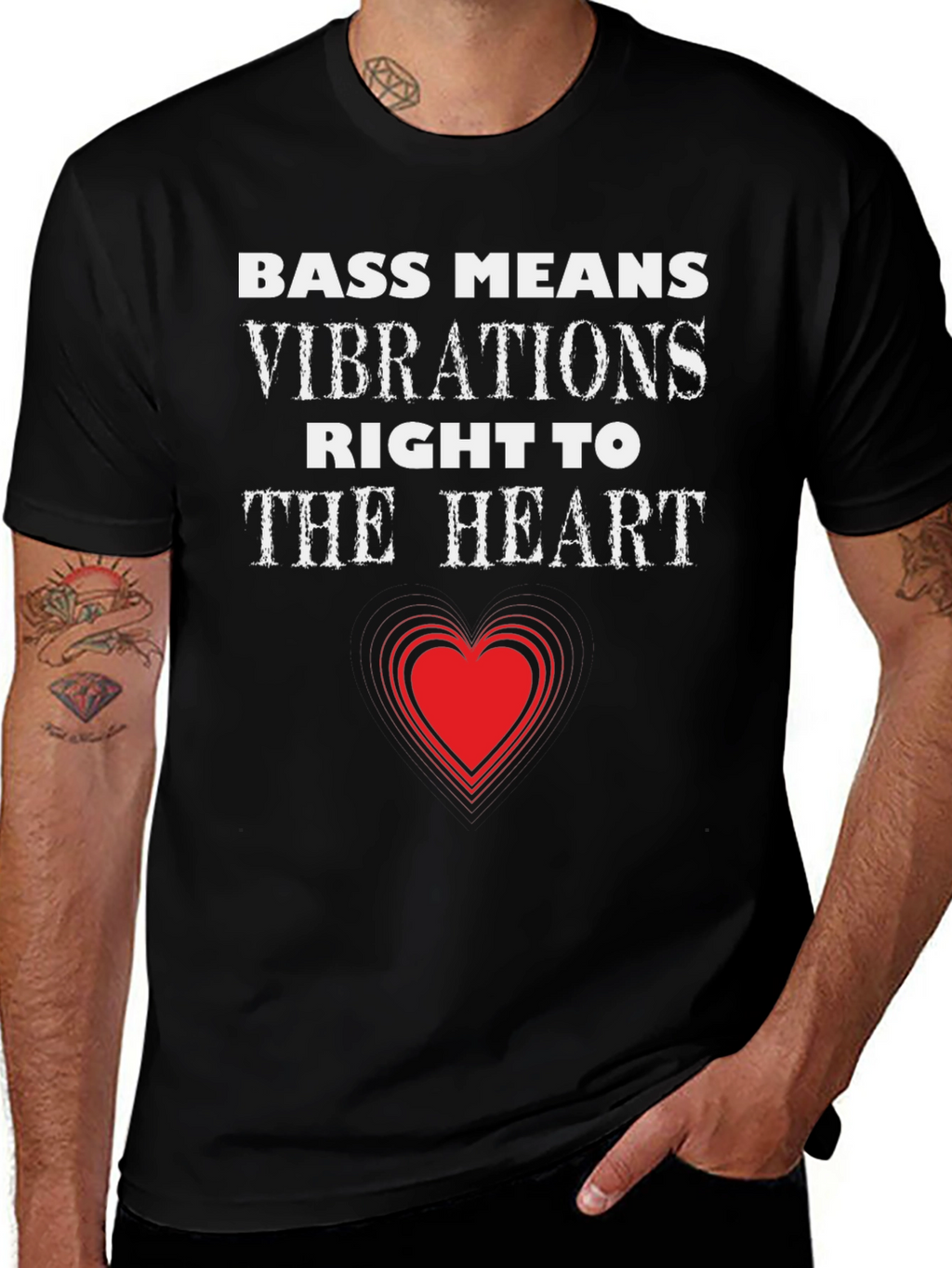 Bass Means Vibrations Heart T-Shirt