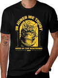 In Jones We Trust Cat Graphic T-Shirt