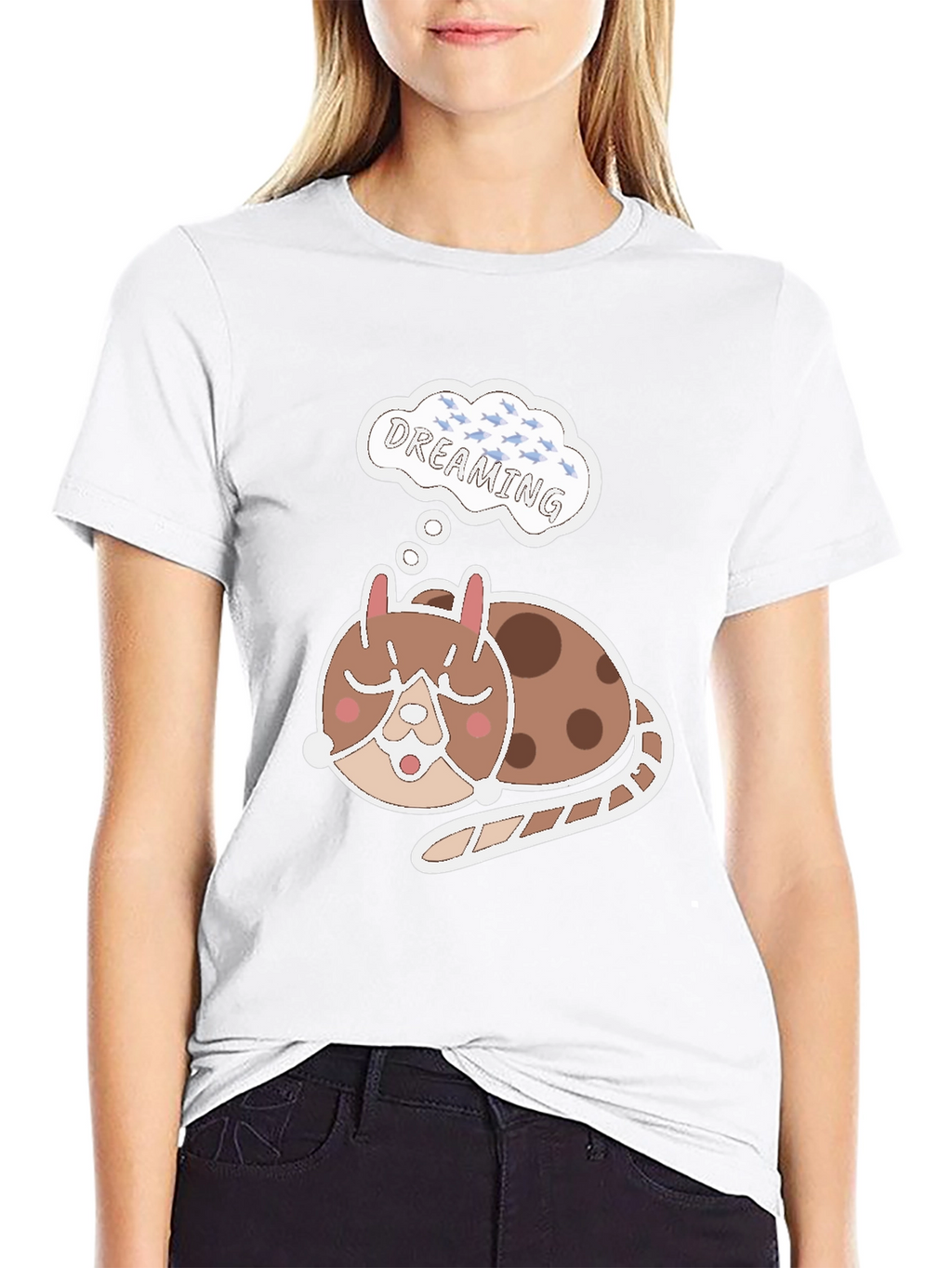 Dreamy Cat T-Shirt - Cute Sleeping Animal Tee