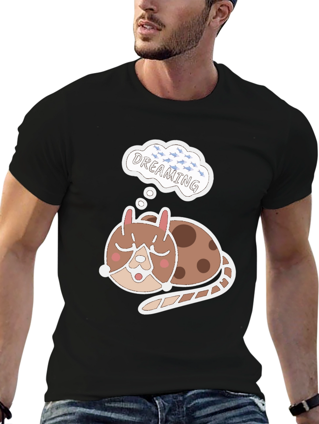 Dreamy Cat T-Shirt - Cute Sleeping Animal Tee