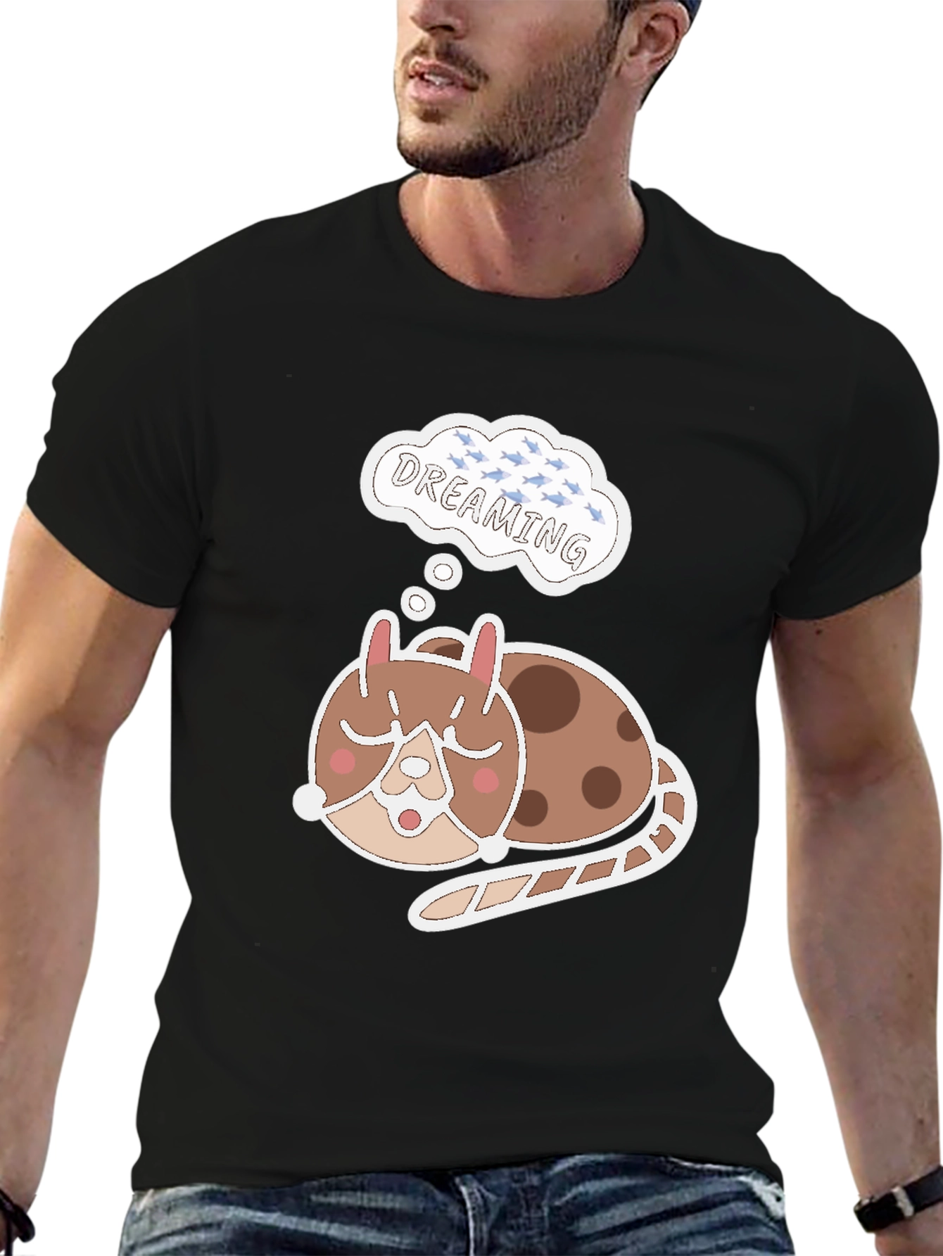 Dreamy Cat T-Shirt - Cute Sleeping Animal Tee