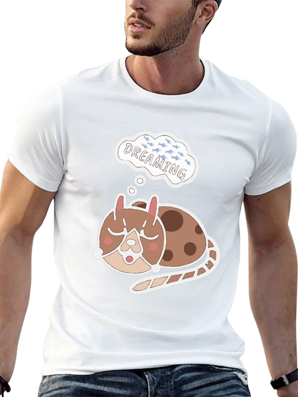 Dreamy Cat T-Shirt - Cute Sleeping Animal Tee