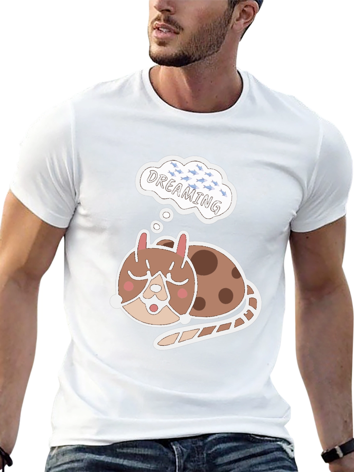Dreamy Cat T-Shirt - Cute Sleeping Animal Tee