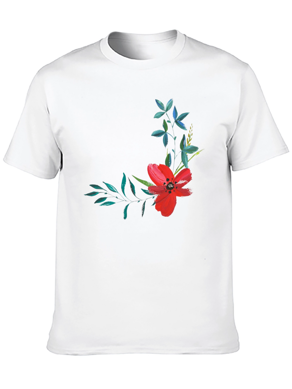 Floral Print T-Shirt - Modern Black Tee