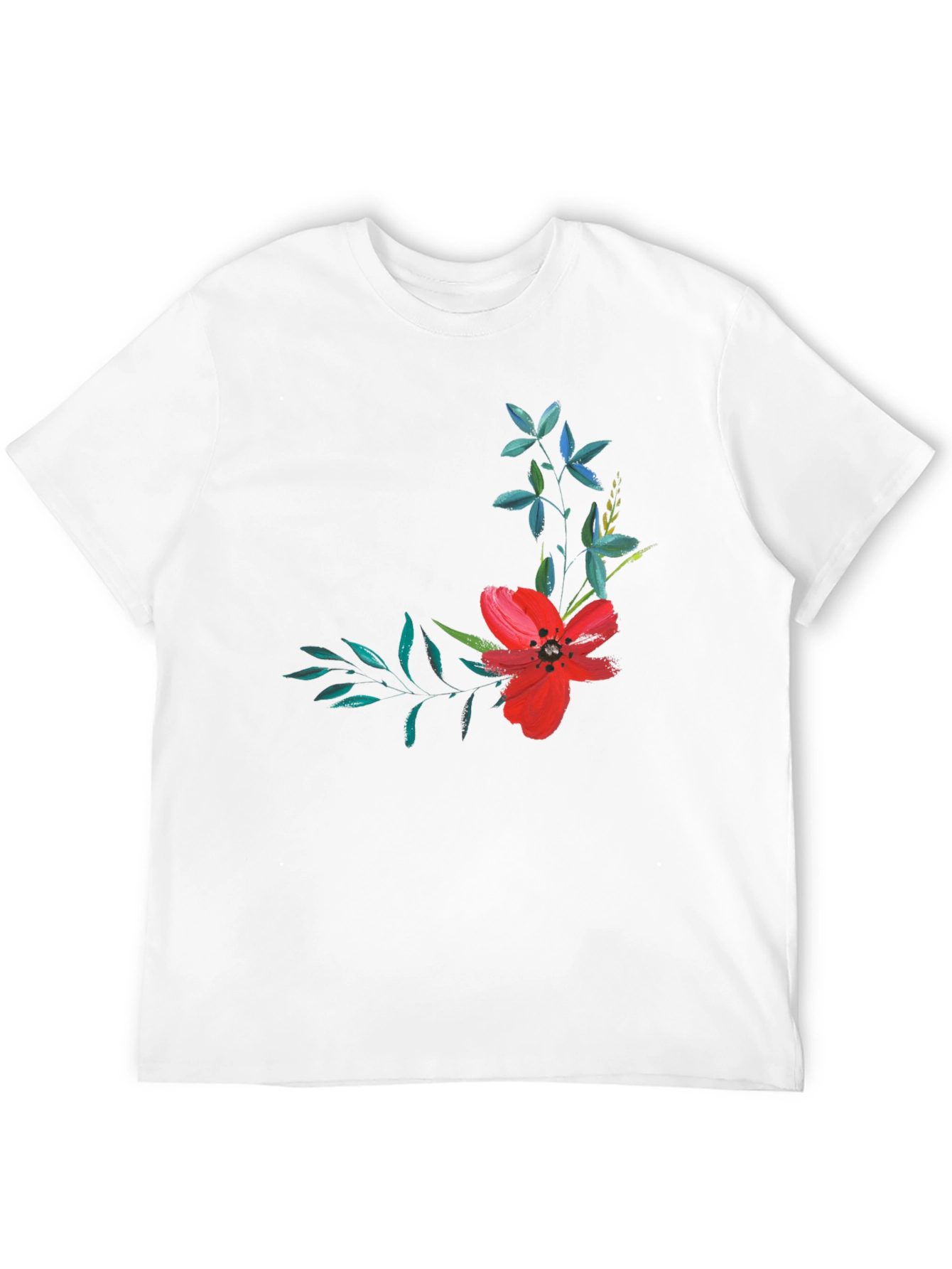 Floral Print T-Shirt - Modern Black Tee