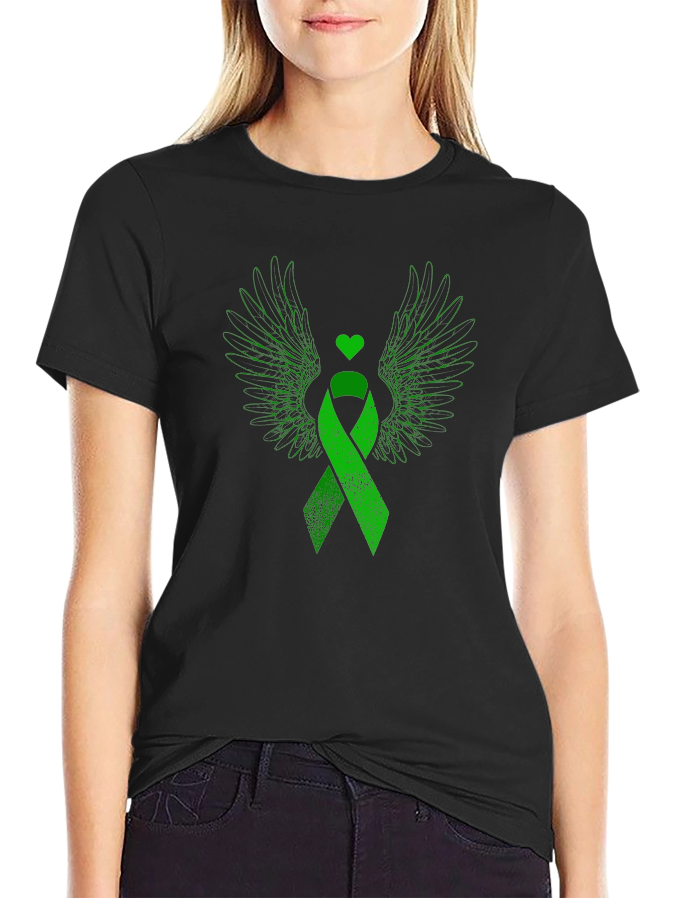 Green Ribbon Wings Graphic Tee