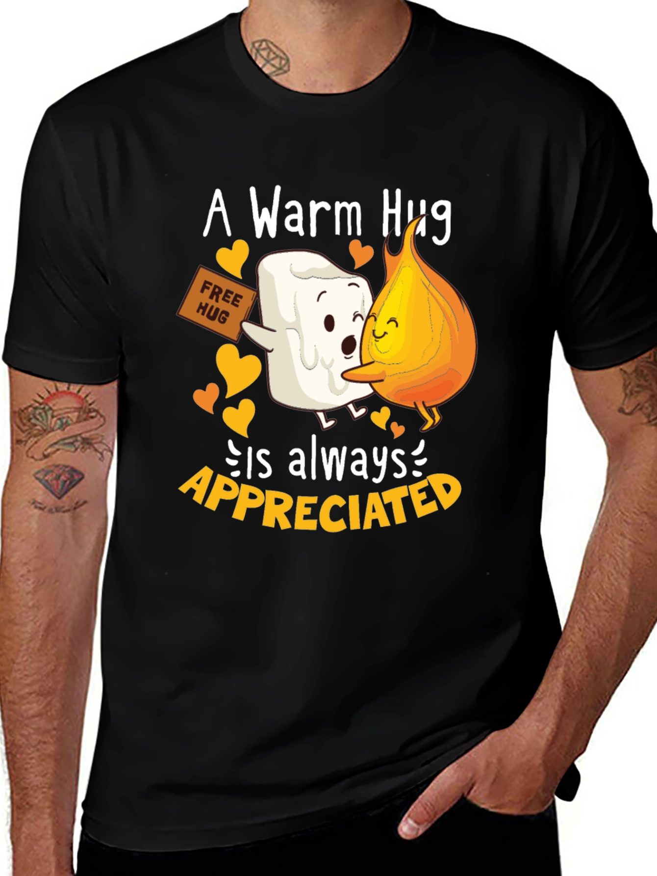 Warm Hug T-Shirt: Marshmallow and Flame Design